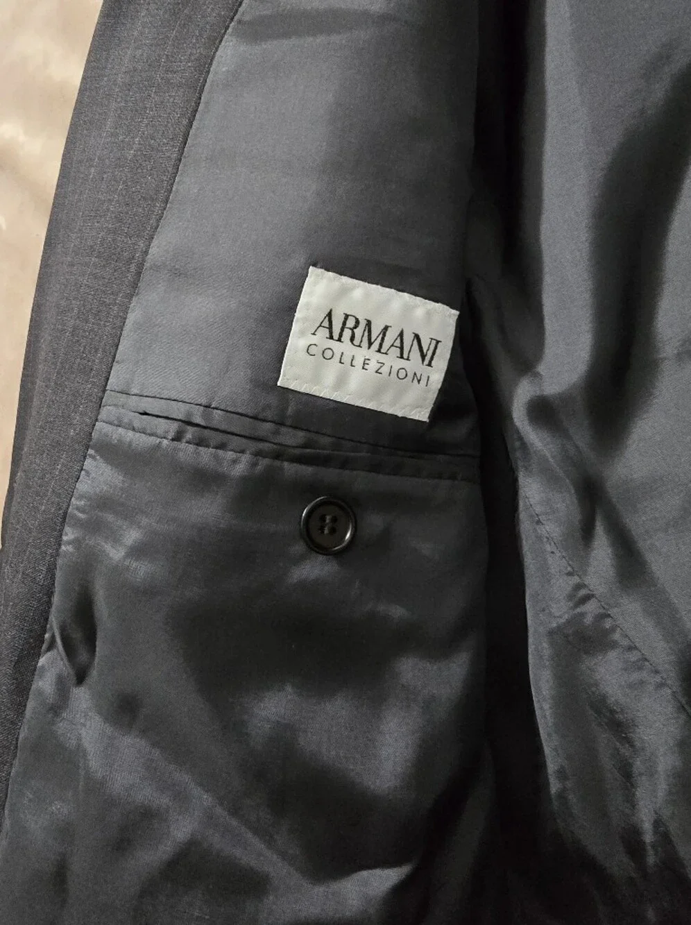 Armani Collezioni Dark Gray Pinstripe Wool Suit 56 R